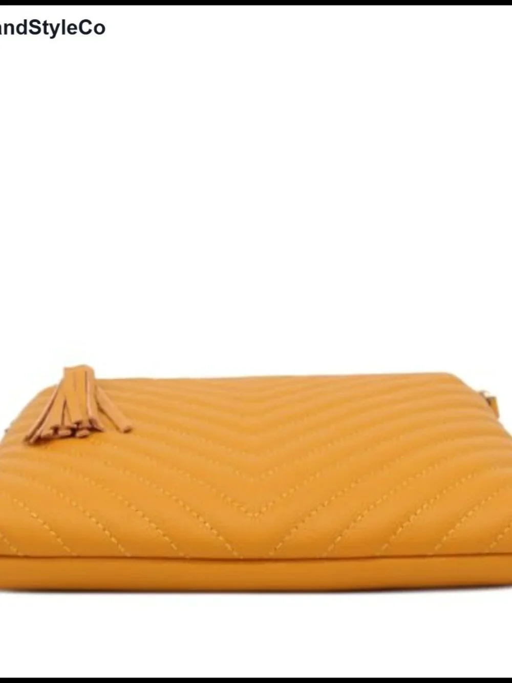 Faux Leather Chevron Quilted Crossbody Bag with Tassel, Adjustable Strap